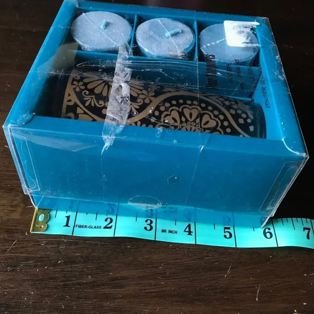 Pier 1 Imports OCEANS Scented Candle Set - 3 Soy Votive Candles w/ Glass Holder